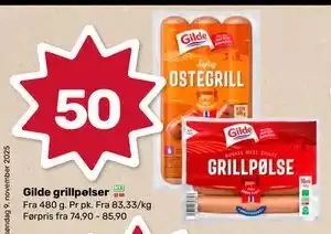 Gilde grillpølser, NOK 50