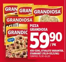 Meny PIZZA GRANDIOSA, NOK 59.9 tilbud