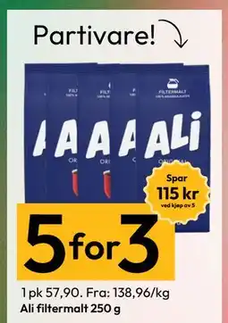 Gigaboks Ali filtermalt 250 g., NOK 57.9 tilbud