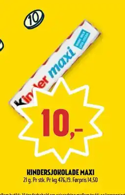 Coop Prix KINDERSJOKOLADE MAXI, NOK 10 tilbud