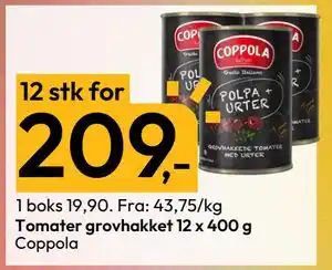 Gigaboks Tomater grovhakket 12 x 400 g, NOK 209 tilbud