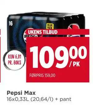Pepsi Max, NOK 109