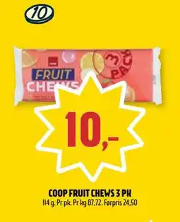 Coop Prix COOP FRUIT CHEWS 3 PK, NOK 10 tilbud