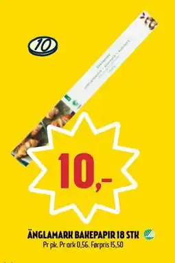 Coop Prix ÄNGLAMARK BAKEPAPIR 18 STK, NOK 10 tilbud