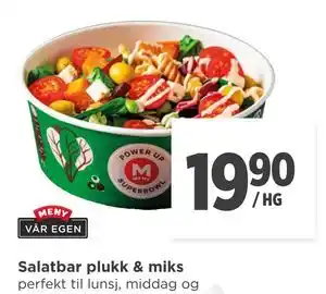 Meny Salatbar plukk & miks, NOK 19.9 tilbud