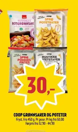 Coop Prix COOP GRØNNSAKER OG POTETER, NOK 30 tilbud