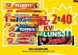 Coop Prix FREIA SMÅSJOKOLADER, NOK 40 tilbud