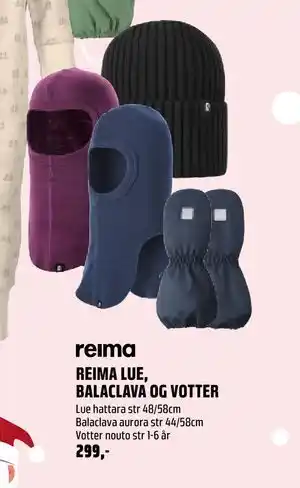REIMA LUE, BALACLAVA OG VOTTER, NOK 299