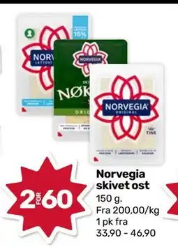 Matkroken Norvegia skivet ost, NOK 60 tilbud