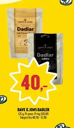 Coop Prix DAVE & JONS DADLER, NOK 40 tilbud