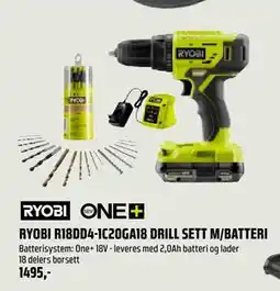 Coop Obs RYOBI R18DD4-1C20GA18 DRILL SETT M/BATTERI, NOK 1495 tilbud