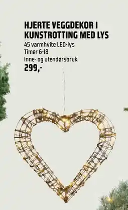 Coop Obs HJERTE VEGGDEKOR I KUNSTROTTING MED LYS, NOK 299 tilbud