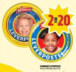 Coop Prix STABBURET LEVERPOSTEI, NOK 20 tilbud