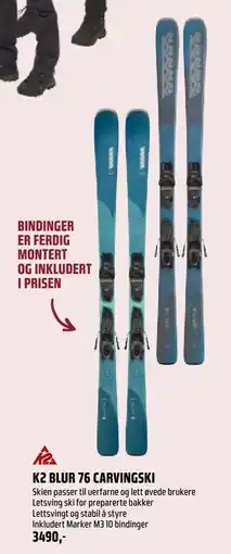 Coop Obs K2 BLUR 76 CARVINGSKI, NOK 3490 tilbud