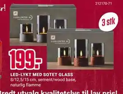 Europris LED-LYKT MED SOTET GLASS, NOK 199 tilbud