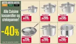Europris Alle Cuisine kasseroller og stekepanner! tilbud