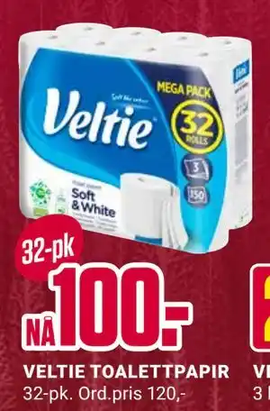 VELTIE TOALETTPAPIR, NOK 100