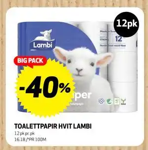 TOALETTPAPIR HVIT LAMBI
