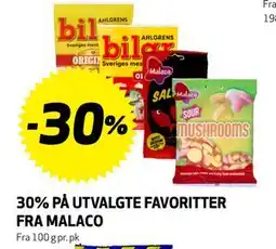 Bunnpris 30% PÅ UTVALGTE FAVORITTER FRA MALACO tilbud