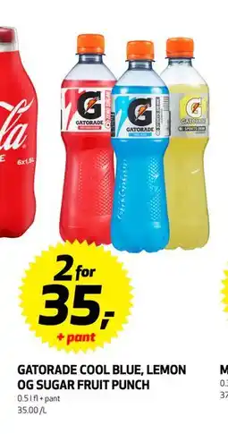 Bunnpris GATORADE COOL BLUE, LEMON OG SUGAR FRUIT PUNCH, NOK 35 tilbud