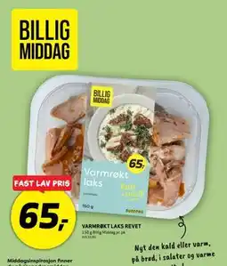 Bunnpris VARMRØKT LAKS REVET, NOK 65 tilbud