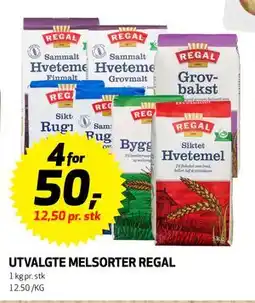 Bunnpris UTVALGTE MELSORTER REGAL, NOK 50 tilbud