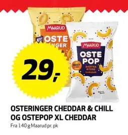 Bunnpris OSTERINGER CHEDDAR & CHILL OG OSTEPOP XL CHEDDAR, NOK 29 tilbud
