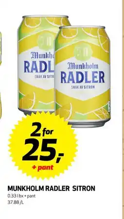 Bunnpris MUNKHOLM RADLER SITRON, NOK 25 tilbud