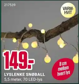 Europris LYSLENKE SNØBALL, NOK 149 tilbud