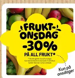 Bunnpris 30% på all frukt tilbud