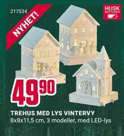 Europris TREHUS MED LYS VINTERVY, NOK 49.9 tilbud