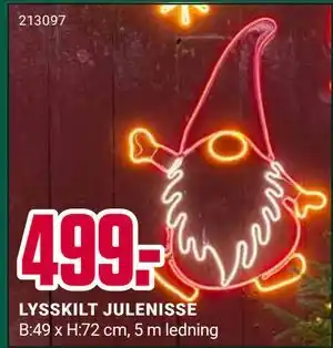 Europris LYSSKILT JULENISSE, NOK 499 tilbud