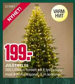 Europris JULETRELYS, NOK 199 tilbud