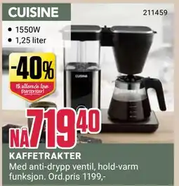 Europris KAFFETRAKTER, NOK 719.4 tilbud