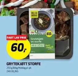 Bunnpris GRYTEKJØTT STORFE, NOK 60 tilbud