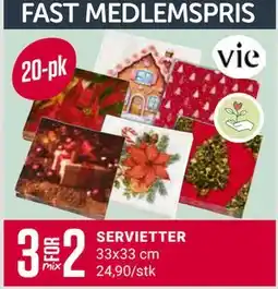 Europris SERVIETTER, NOK 24.9 tilbud