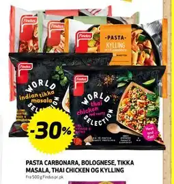 Bunnpris PASTA CARBONARA, BOLOGNESE, TIKKA MASALA, THAI CHICKEN OG KYLLING tilbud