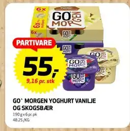 Bunnpris GO` MORGEN YOGHURT VANILJE OG SKOGSBÆR, NOK 55 tilbud