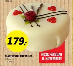Bunnpris MARSIPANKAKE RUND, NOK 179 tilbud