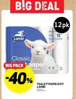 Bunnpris TOALETTPAPIR HVIT LAMBI tilbud