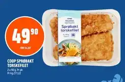 Coop Obs COOP SPRØBAKT TORSKEFILET, NOK 49.9 tilbud