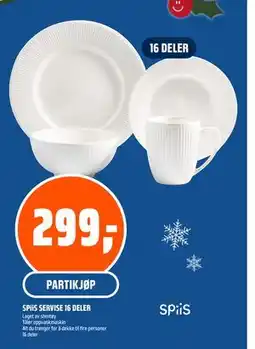 Coop Obs SPiiS SERVISE 16 DELER, NOK 299 tilbud