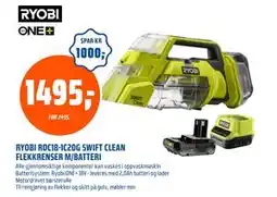 Coop Obs RYOBI RDC18-1C20G SWIFT CLEAN FLEKKRENSER M/BATTERI, NOK 1495 tilbud
