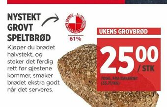 Meny Nystekt grovt speltbrød tilbud