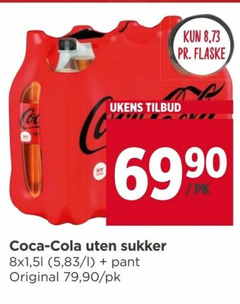 Meny Coca-Cola uten sukker tilbud
