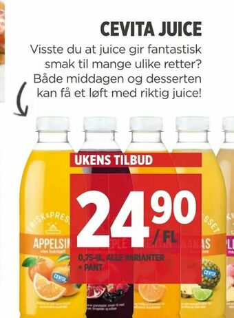 Meny Cevita juice tilbud