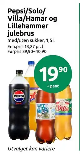 Joker Pepsi/Solo/ Villa/Hamar og Lillehammer julebrus, NOK 19.9 tilbud