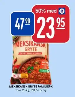 Rema 1000 MEKSIKANSK GRYTE FAMILIEPK, NOK 47.9, App-pris tilbud