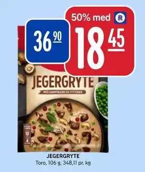 Rema 1000 JEGERGRYTE, NOK 36.9, App-pris tilbud