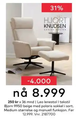 Skeidar Leo lenestol, NOK 8999 tilbud